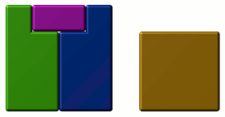 The four pieces rearranged to make a 3x3 square and a 4x4 square