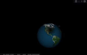 The Earth, seen from the moon, during a solar eclipse, as simulated by Stellarium