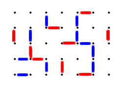 a dots and boxes game in progress